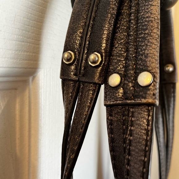 Tulah Ray Gray Distressed Leather Split Zip Satchel GUC - Picture 10 of 13